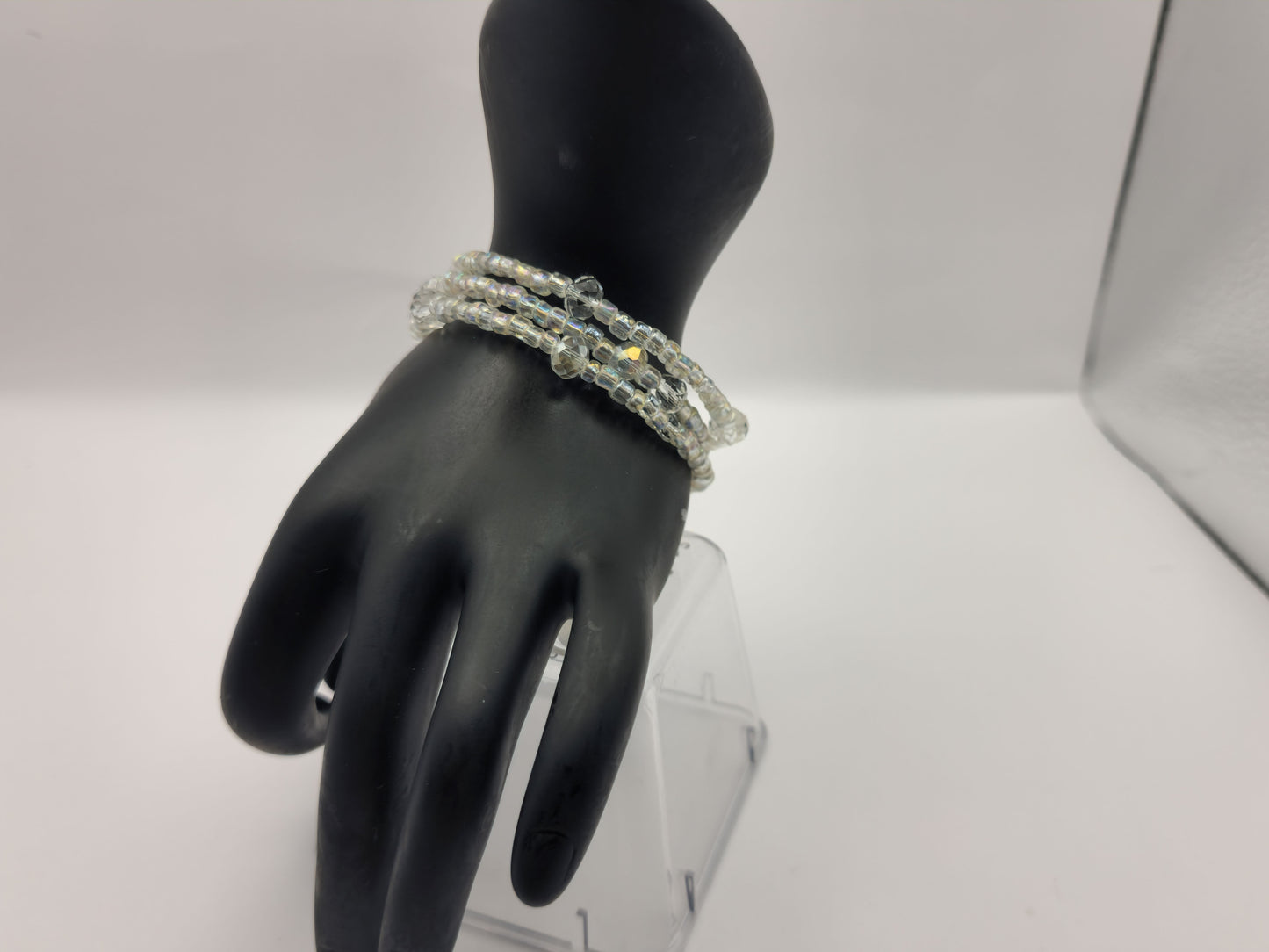 White Crystal Glass Wraparound Bracelet