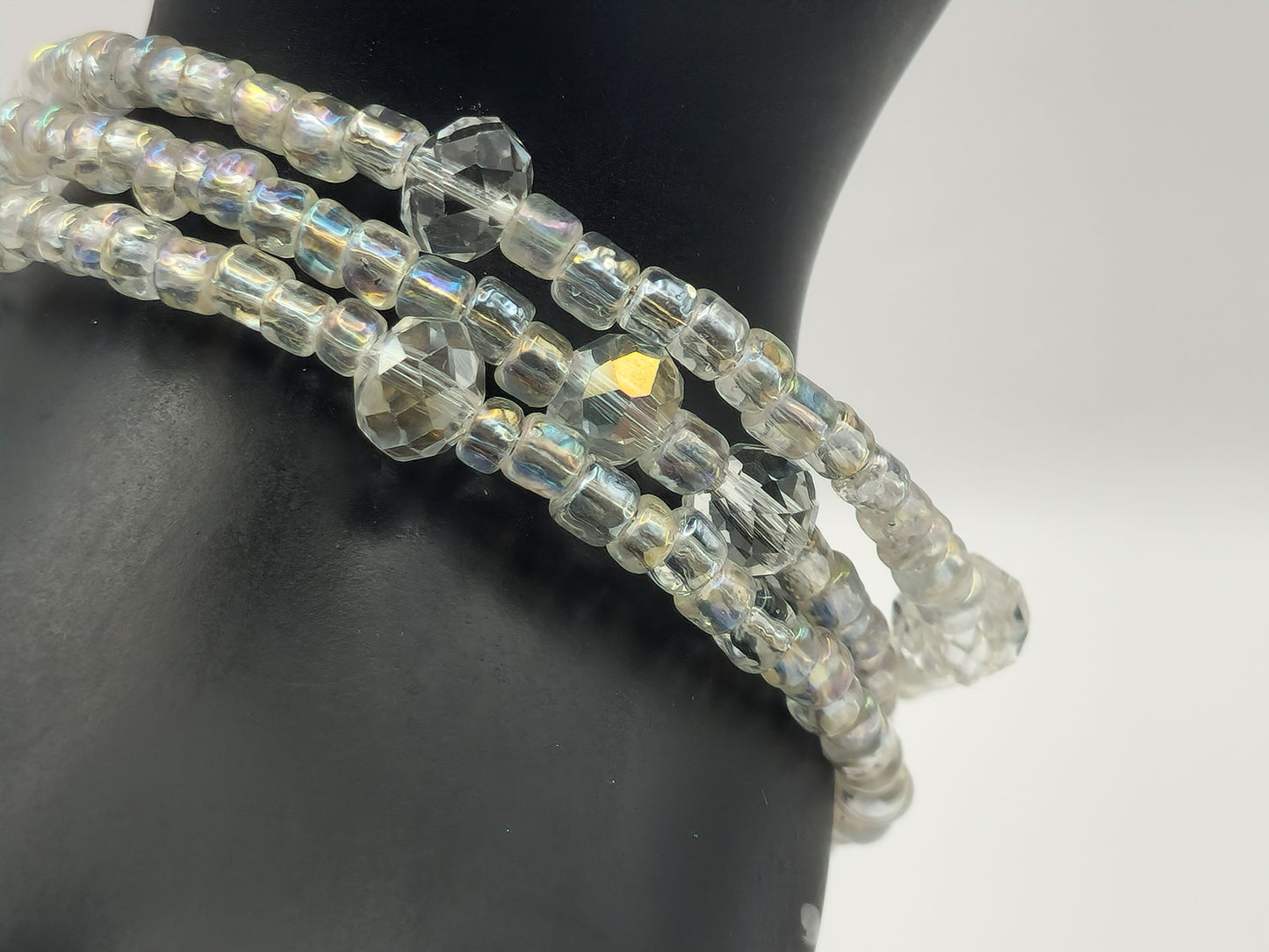 White Crystal Glass Wraparound Bracelet