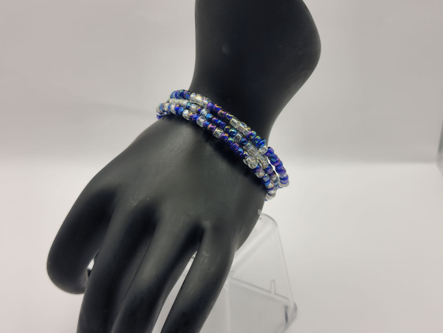 Purple and White Seed Bead Bracelet