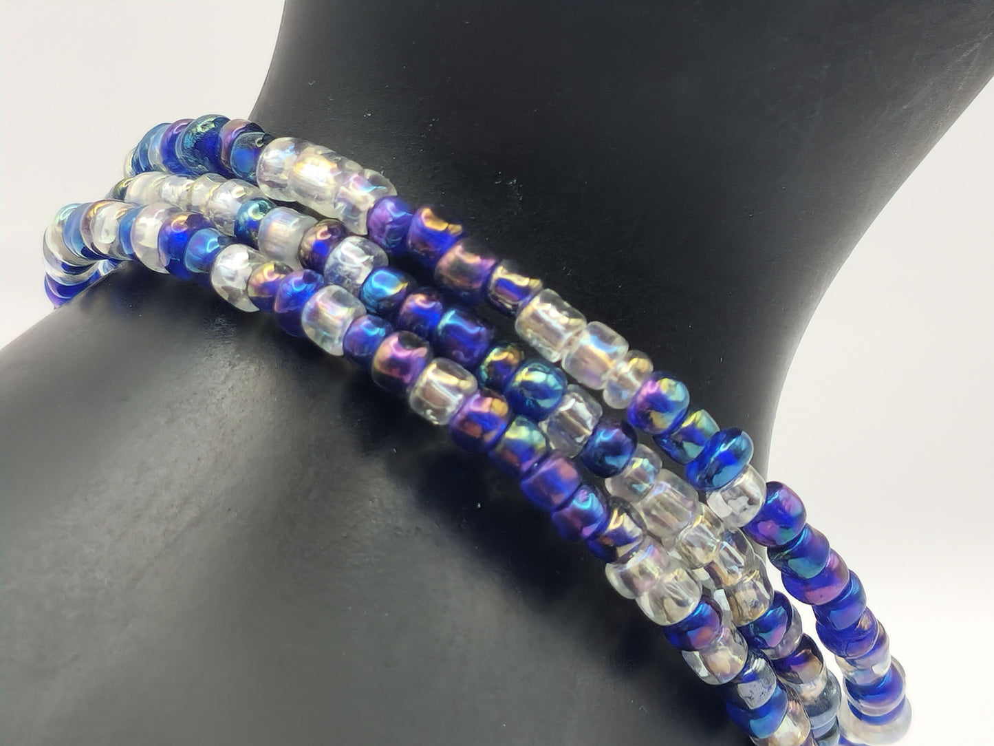 Purple and White Seed Bead Bracelet