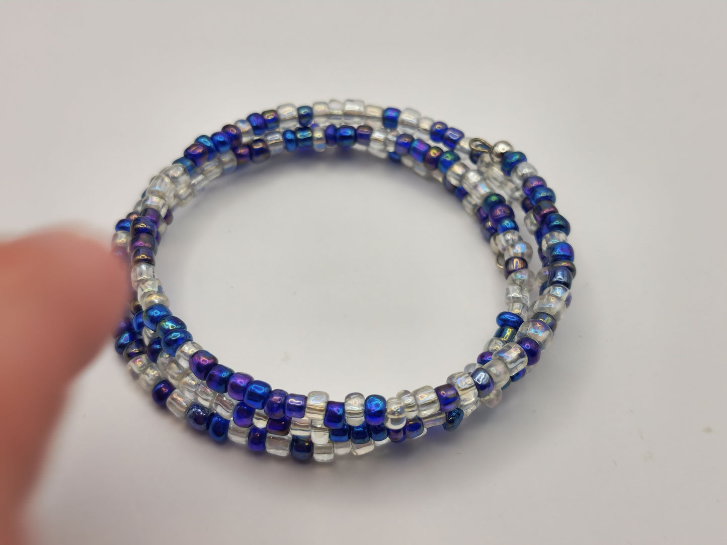 Purple and White Seed Bead Bracelet