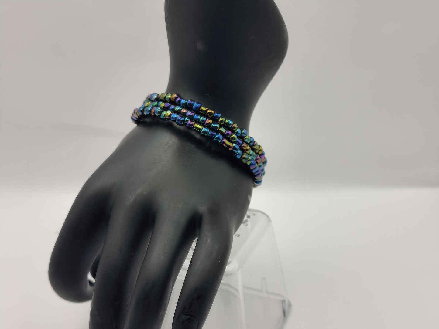 Irridescent Seed Bead Wrap-Around Bracelet