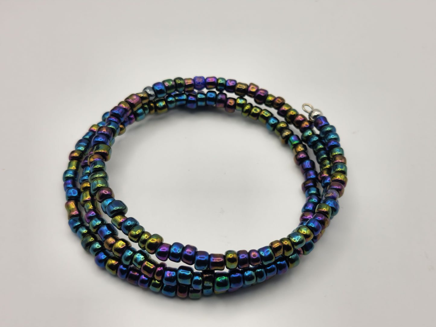 Irridescent Seed Bead Wrap-Around Bracelet