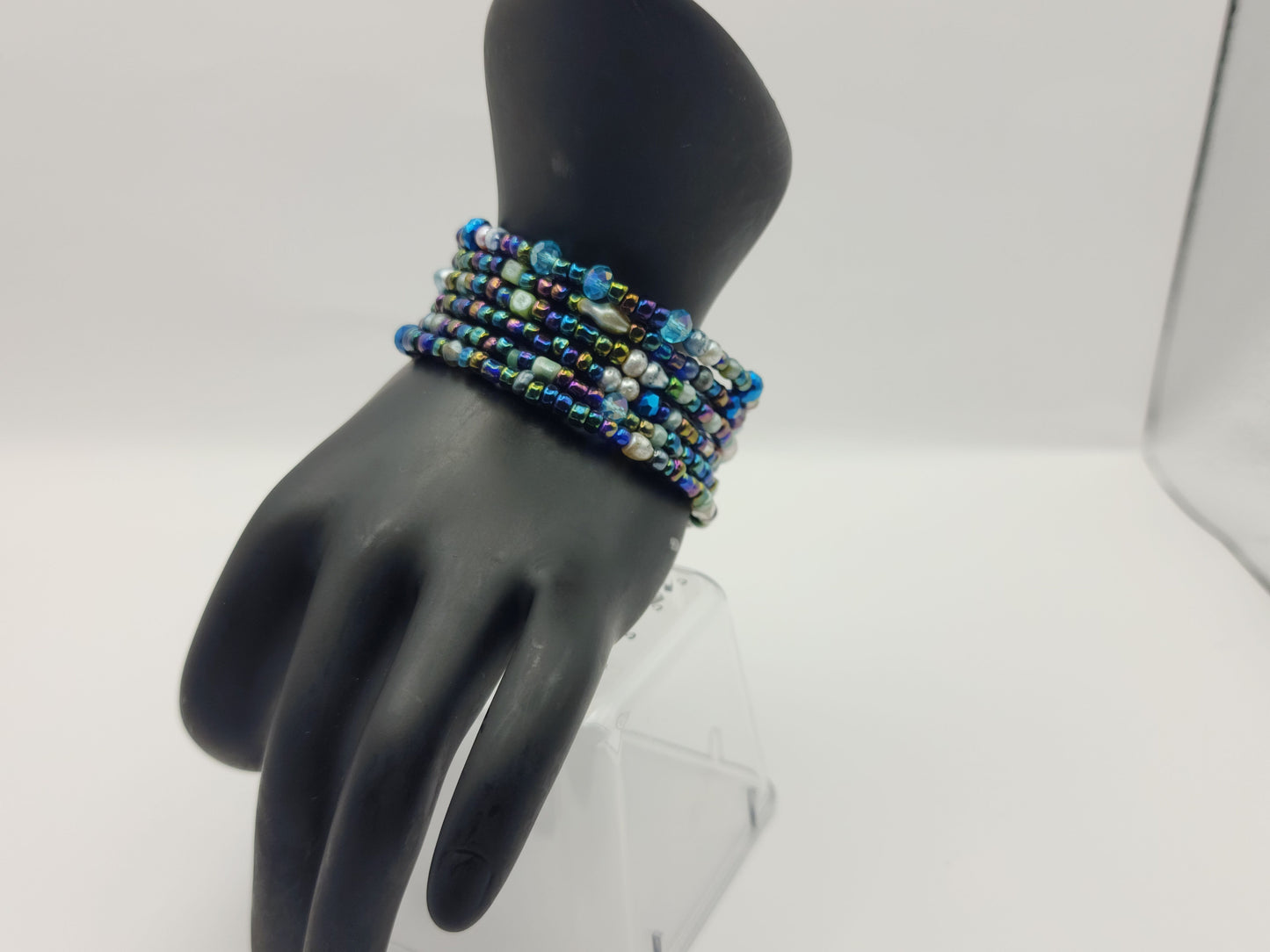 Irridescent Crystal Glass Wrap-Around Bracelet