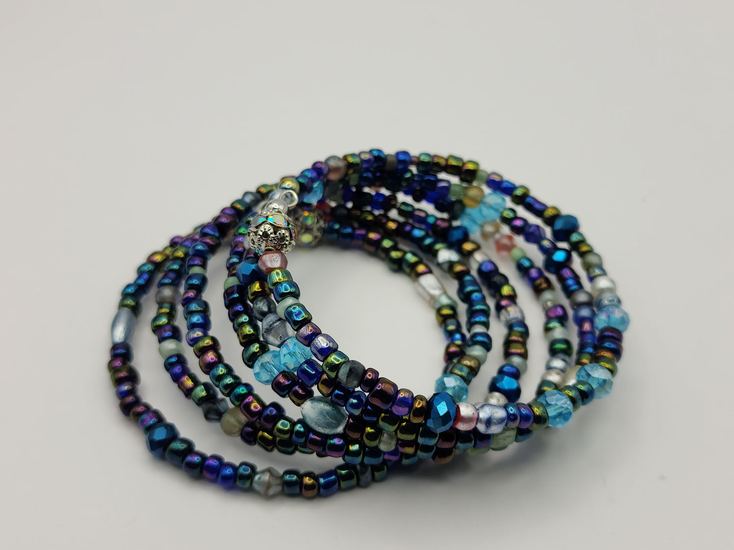 Irridescent Crystal Glass Wrap-Around Bracelet