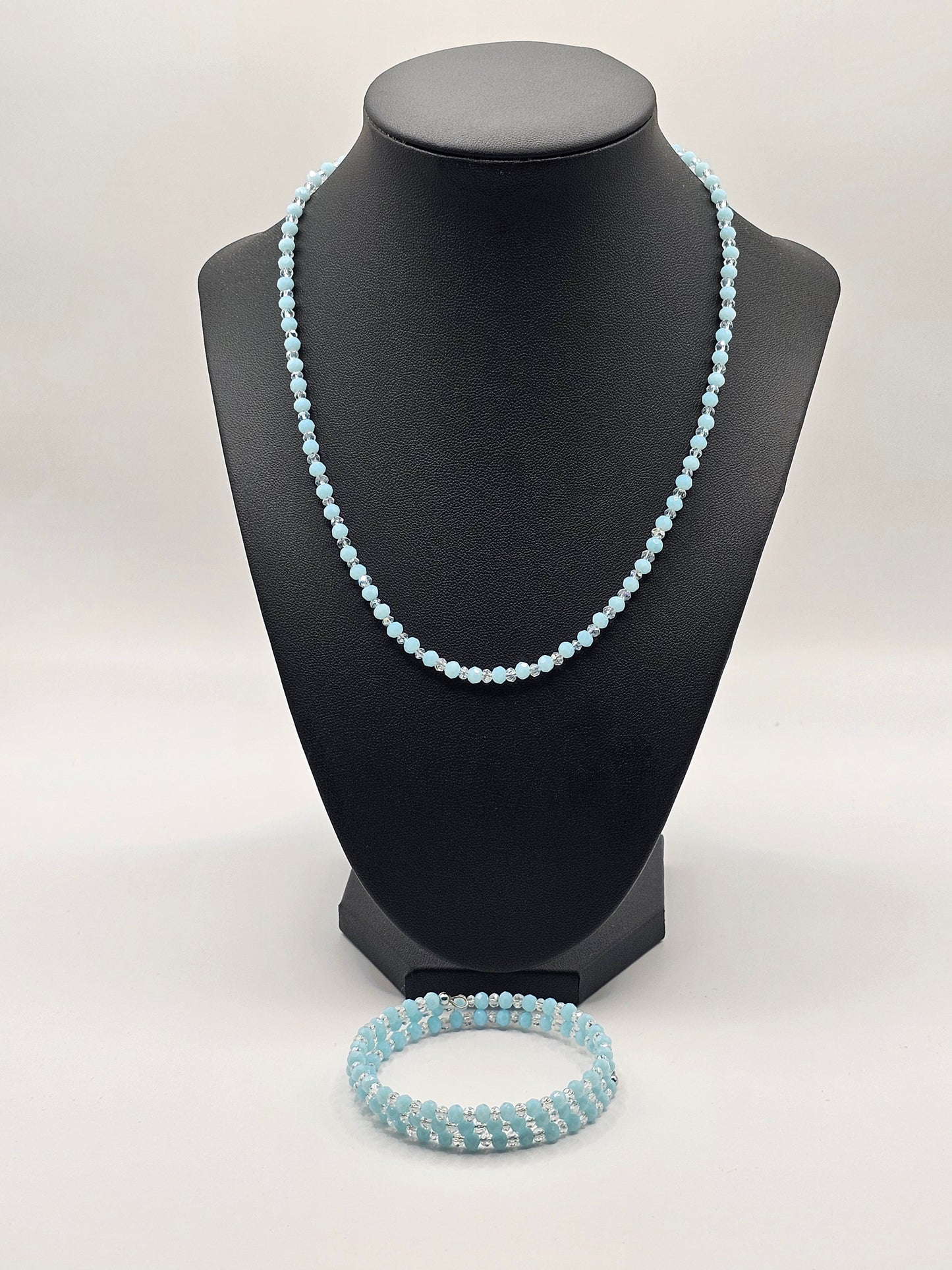 Blue Beaded Necklace Set