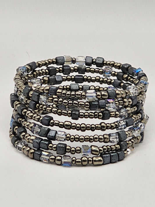 Silver and Grey Seed Beed Bracelet