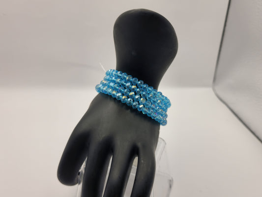 Light Blue Glass Crystal Bead Bracelet