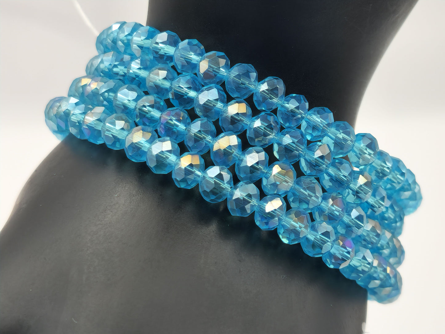 Light Blue Glass Crystal Bead Bracelet