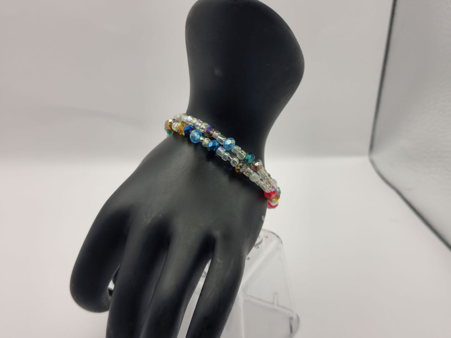 Rainbow Glass Crystal Bead Bracelet