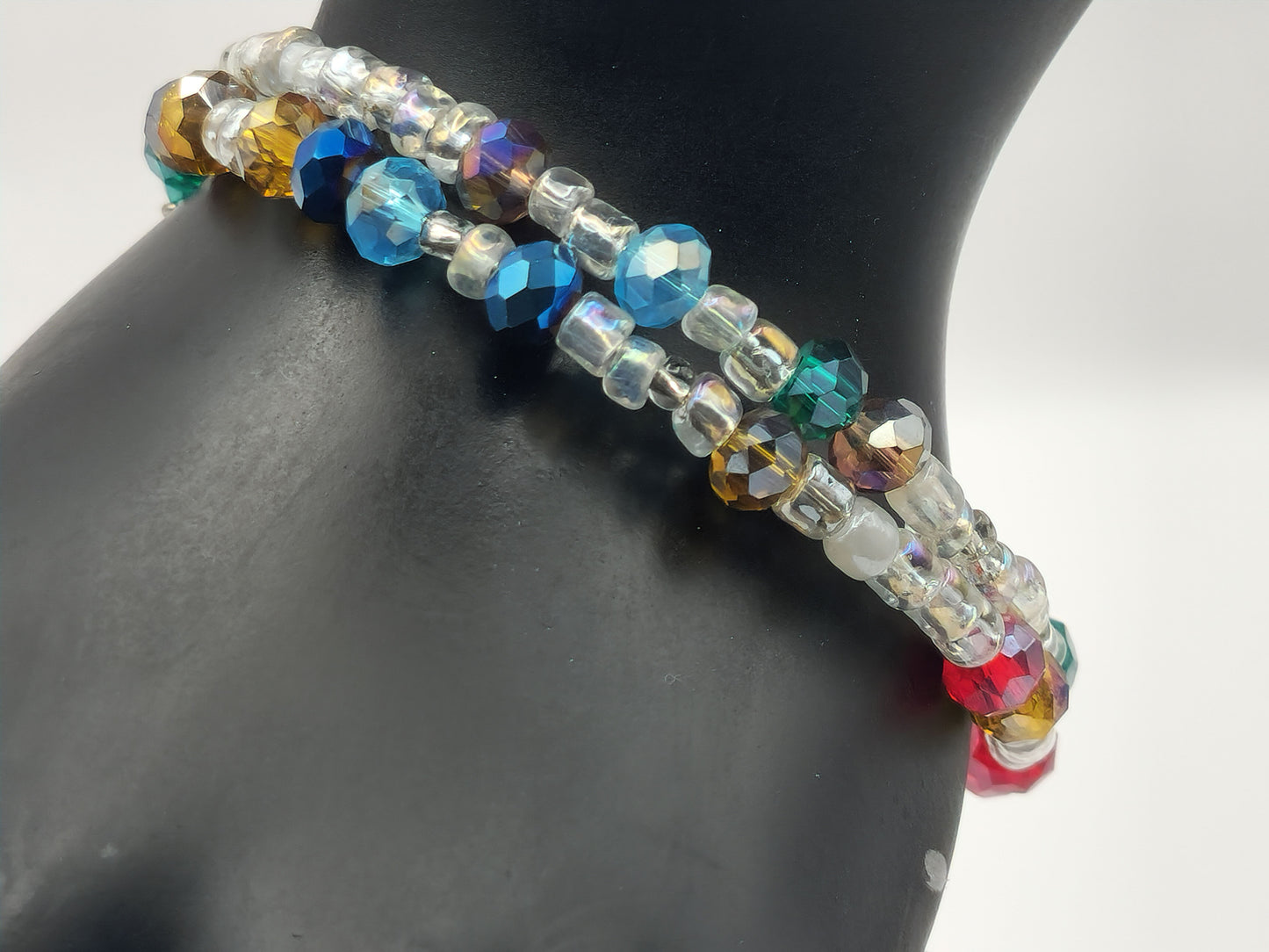 Rainbow Glass Crystal Bead Bracelet