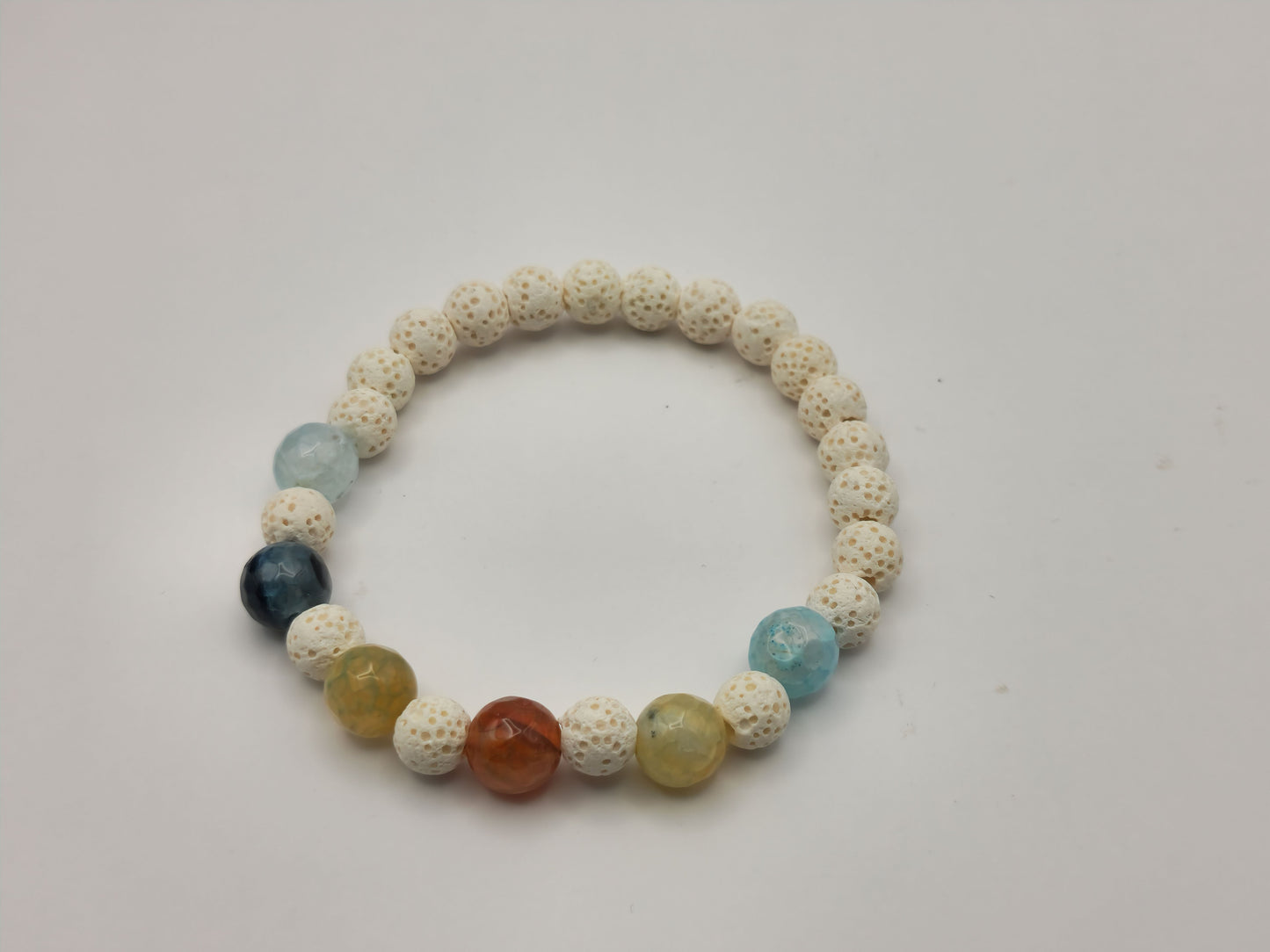 Lava Bead Agate and Glass Bead Bracelet