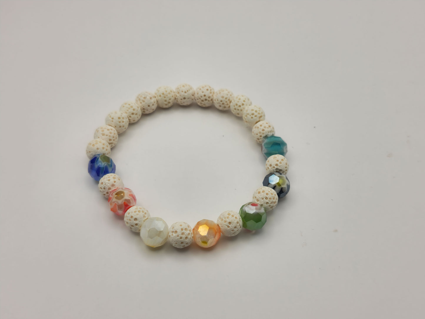 Lava Bead Agate and Glass Bead Bracelet