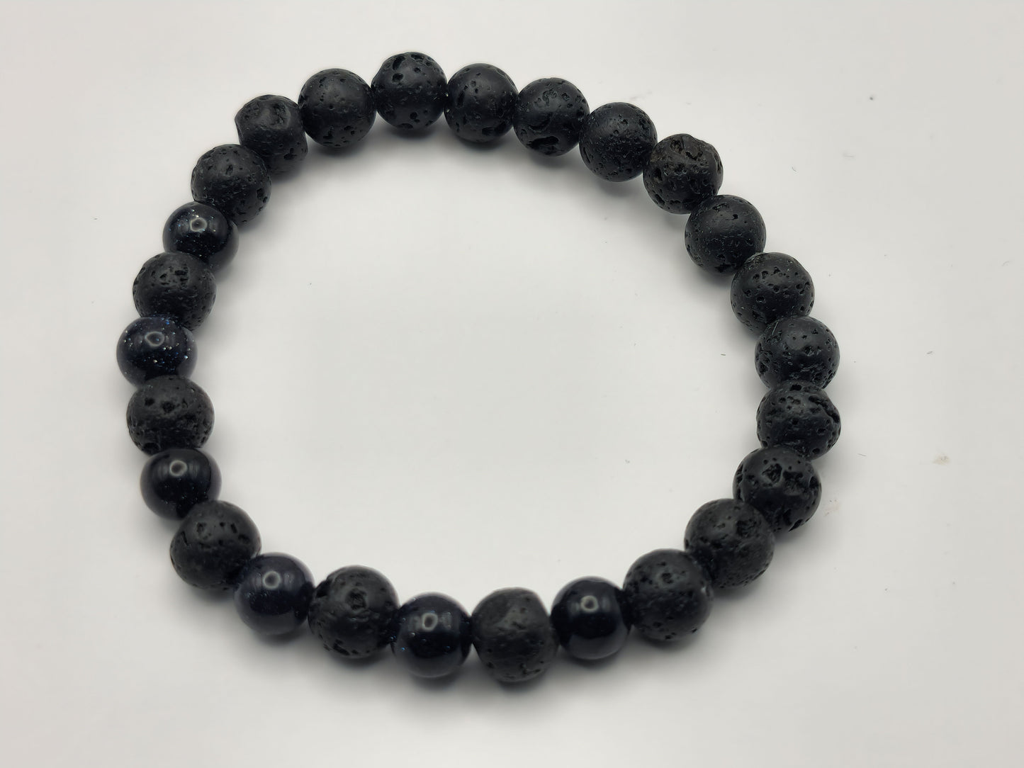 Blue Sandstone and Lava Bead Bracelet