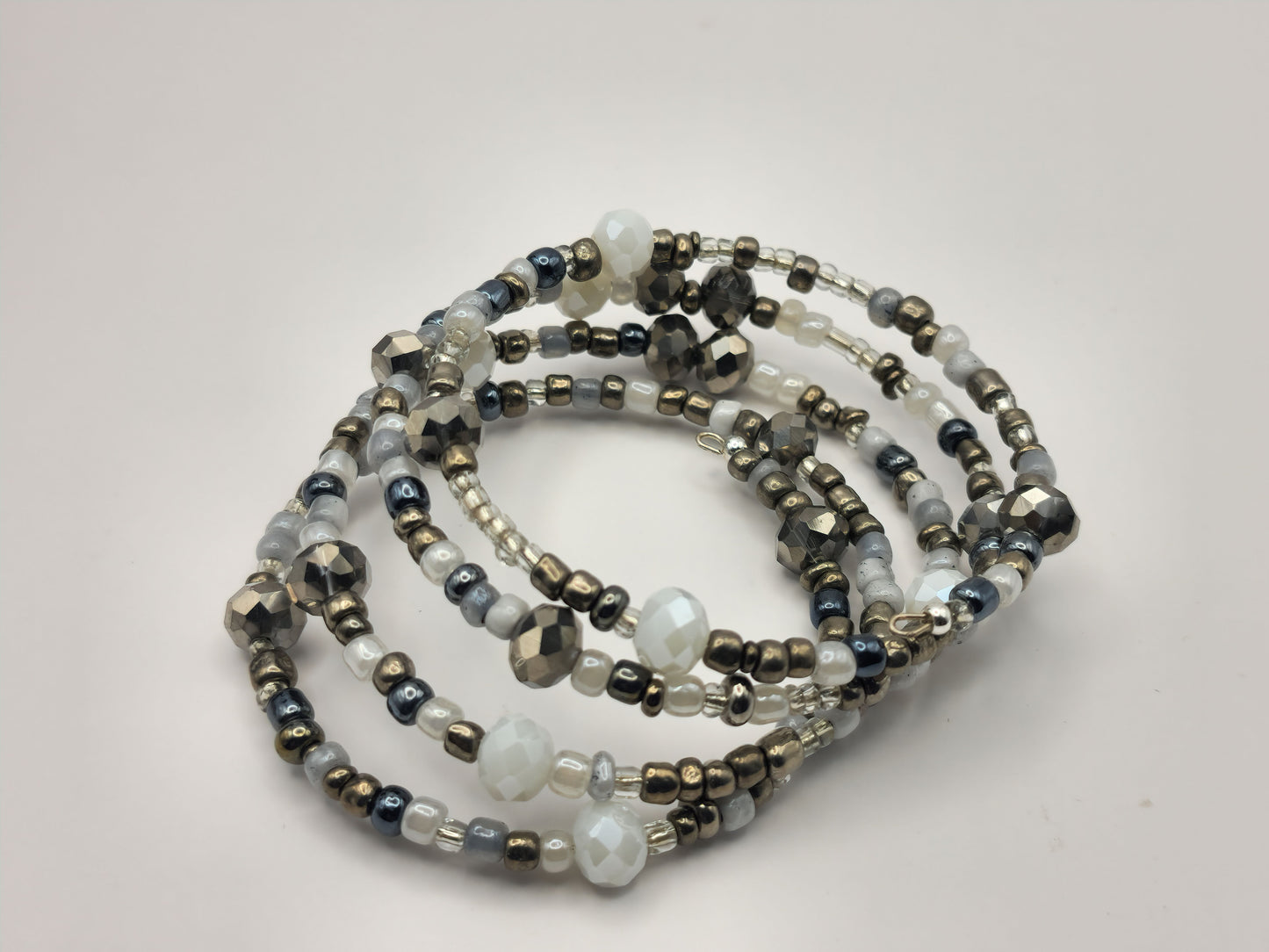 Silver and White glass Crystal Wraparound