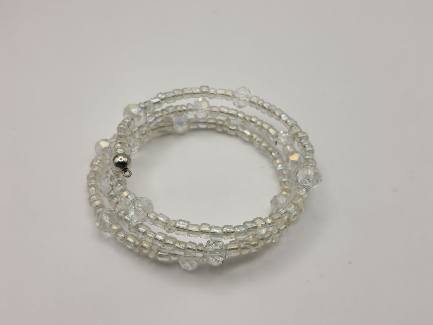 White Crystal Glass Wraparound Bracelet