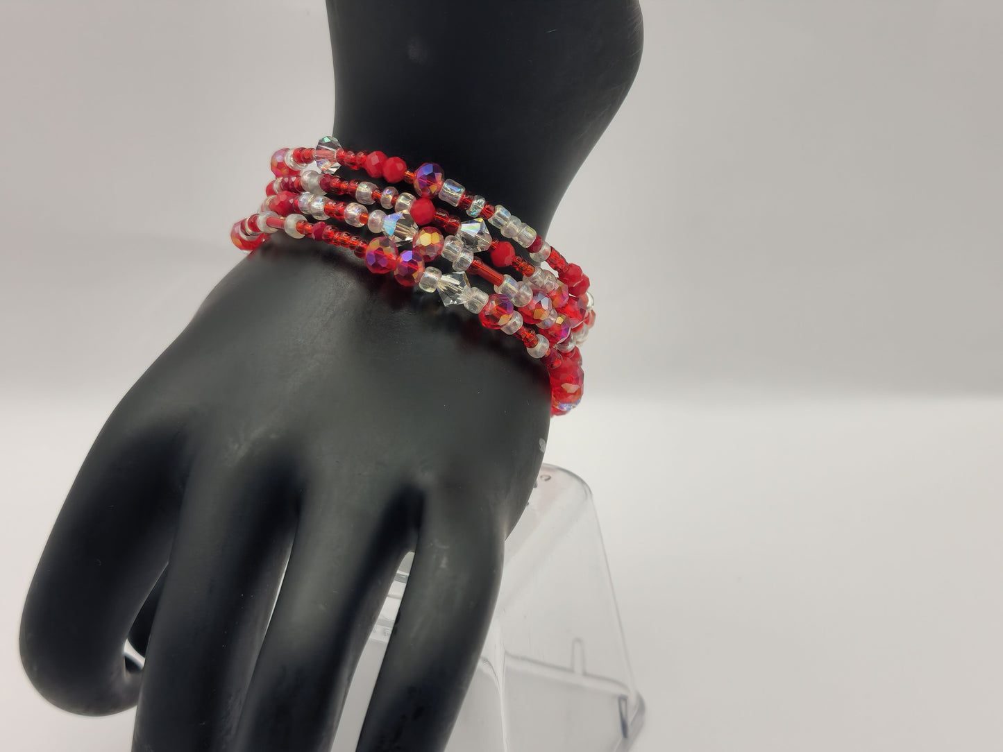 Red and White Glass Crystal Wrap-Around