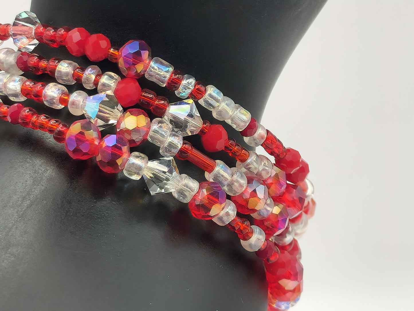 Red and White Glass Crystal Wrap-Around