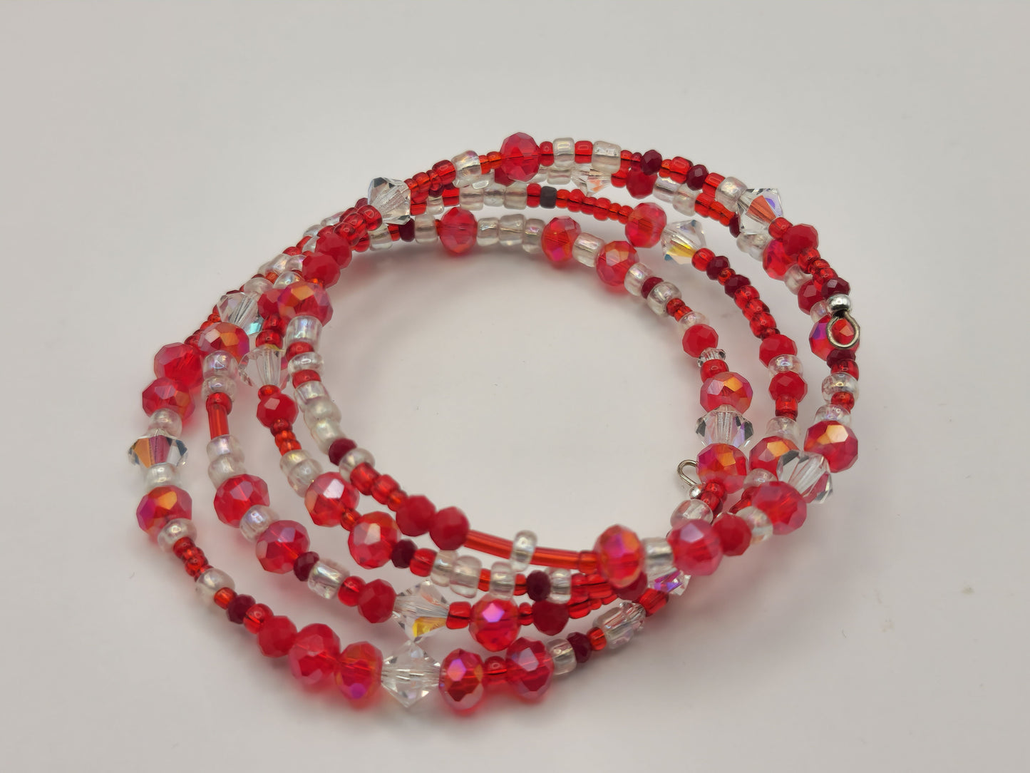 Red and White Glass Crystal Wrap-Around