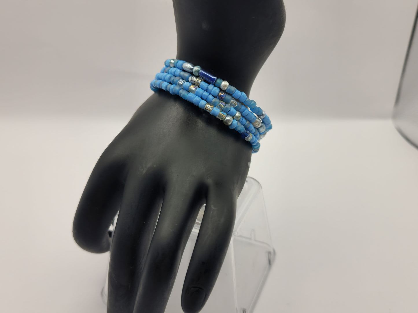 Light Blue Seed Bead Wrap-Around Bracelet