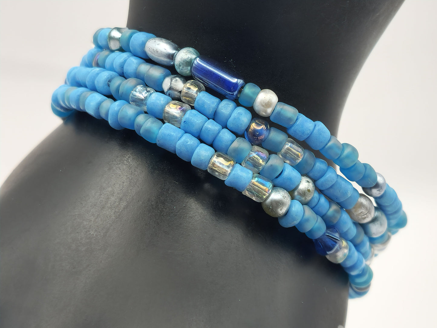 Light Blue Seed Bead Wrap-Around Bracelet