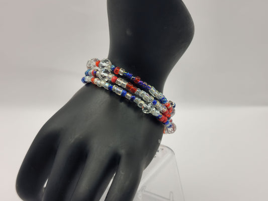 Red, White, and Blue Seed Bead Bracelet