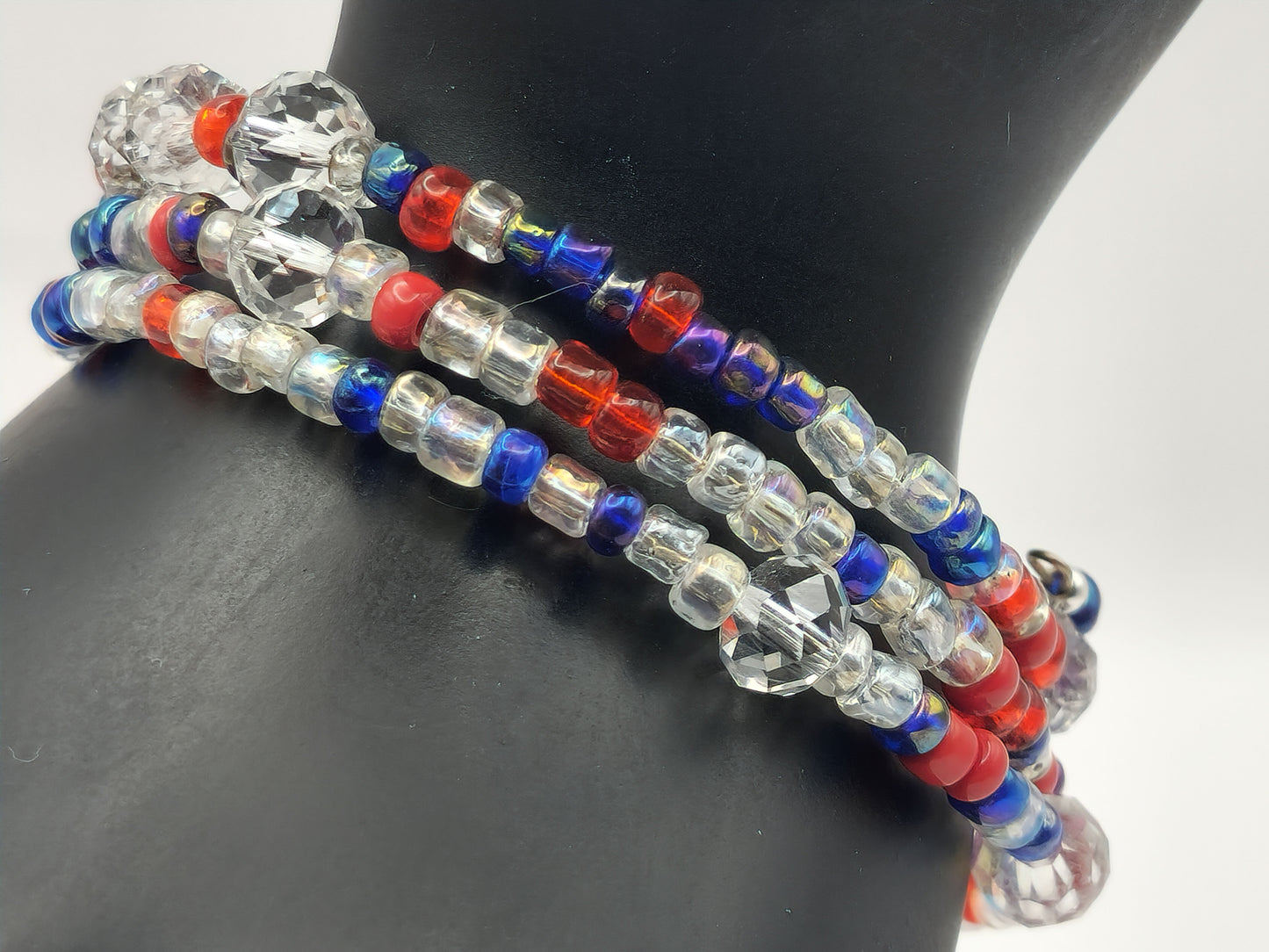 Red, White, and Blue Seed Bead Bracelet