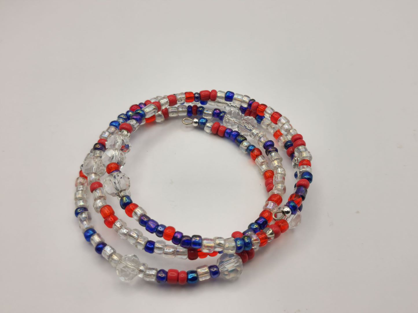 Red, White, and Blue Seed Bead Bracelet